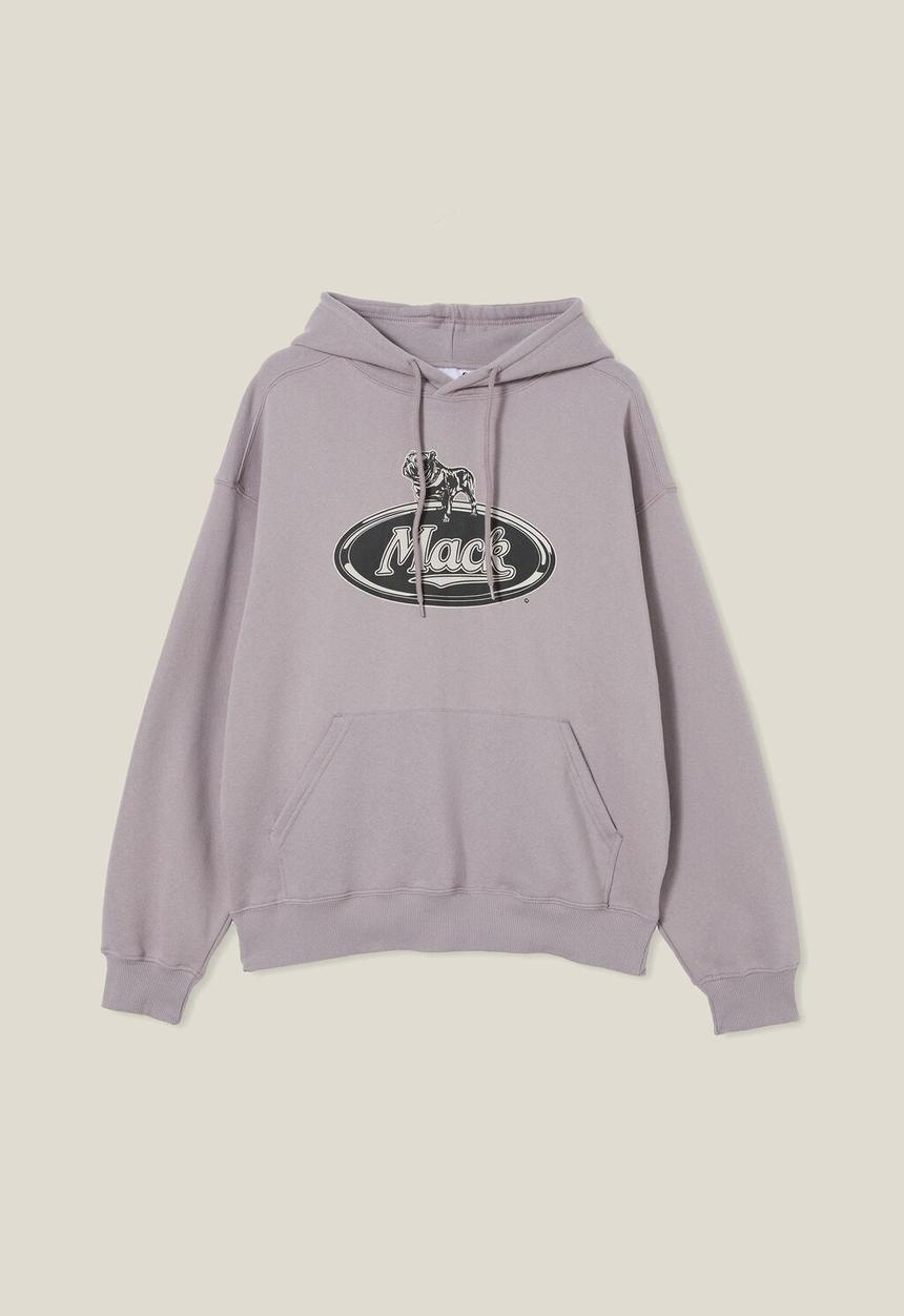 Cotton On - Mack trucks oversized hoodie - lcn mac washed brick / monochrome logo