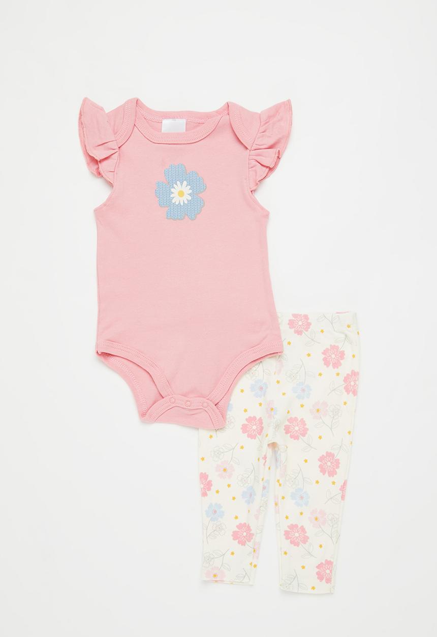 Pop Candy - Baby girls frilled  romper set - pink