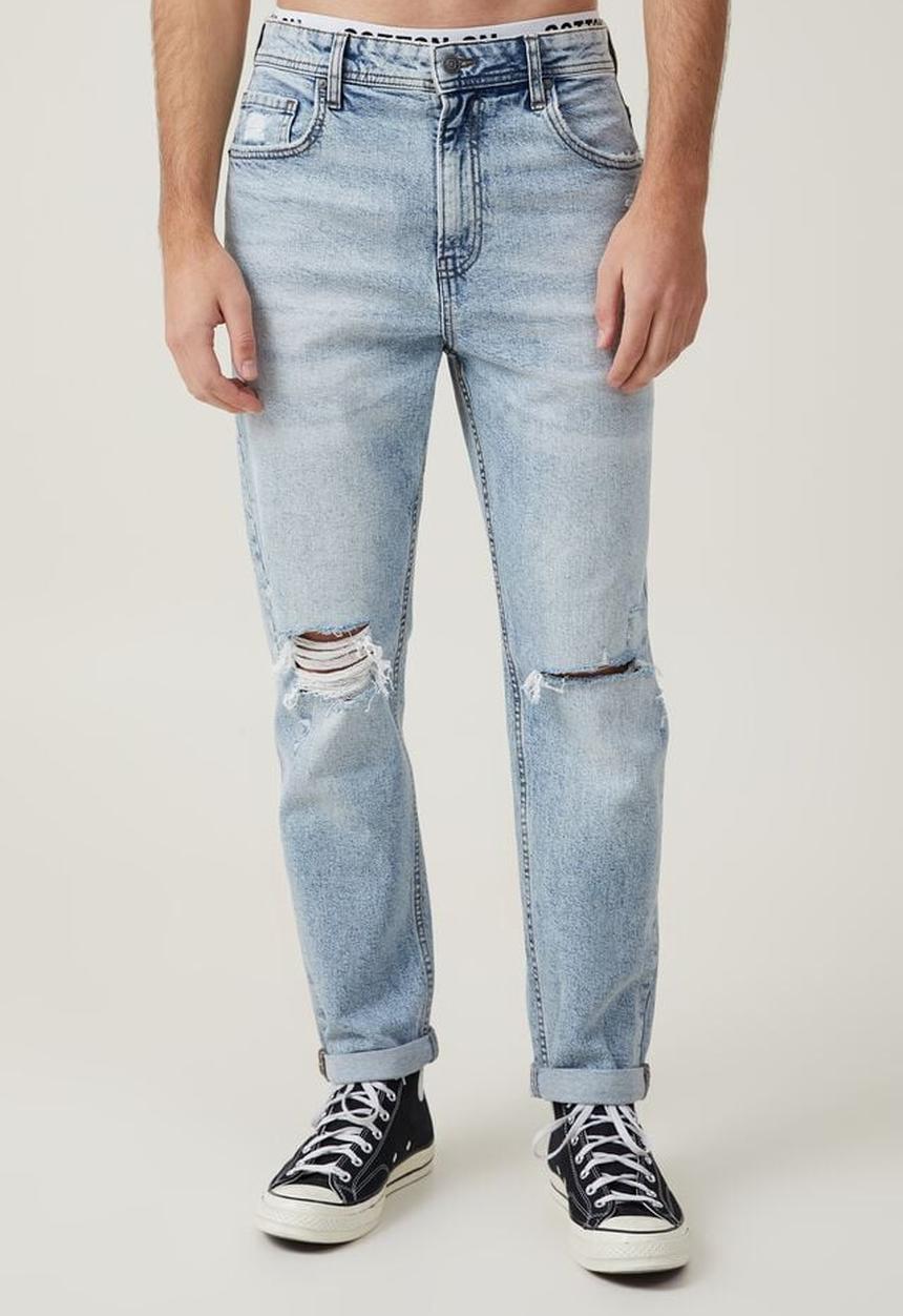 Cotton On - Relaxed tapered jean - san diego blue rip