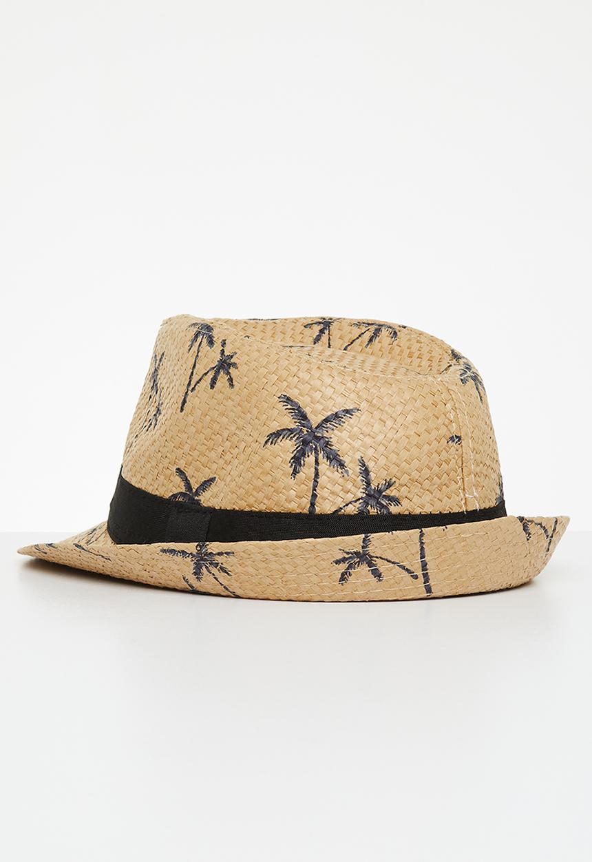Pop Candy - Boys straw hat - beige & black