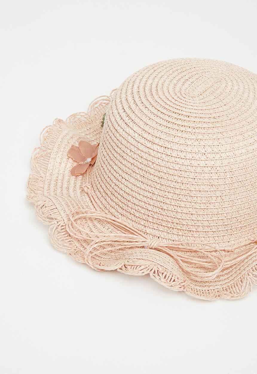 Pop Candy - Girls flower detail hat - light pink