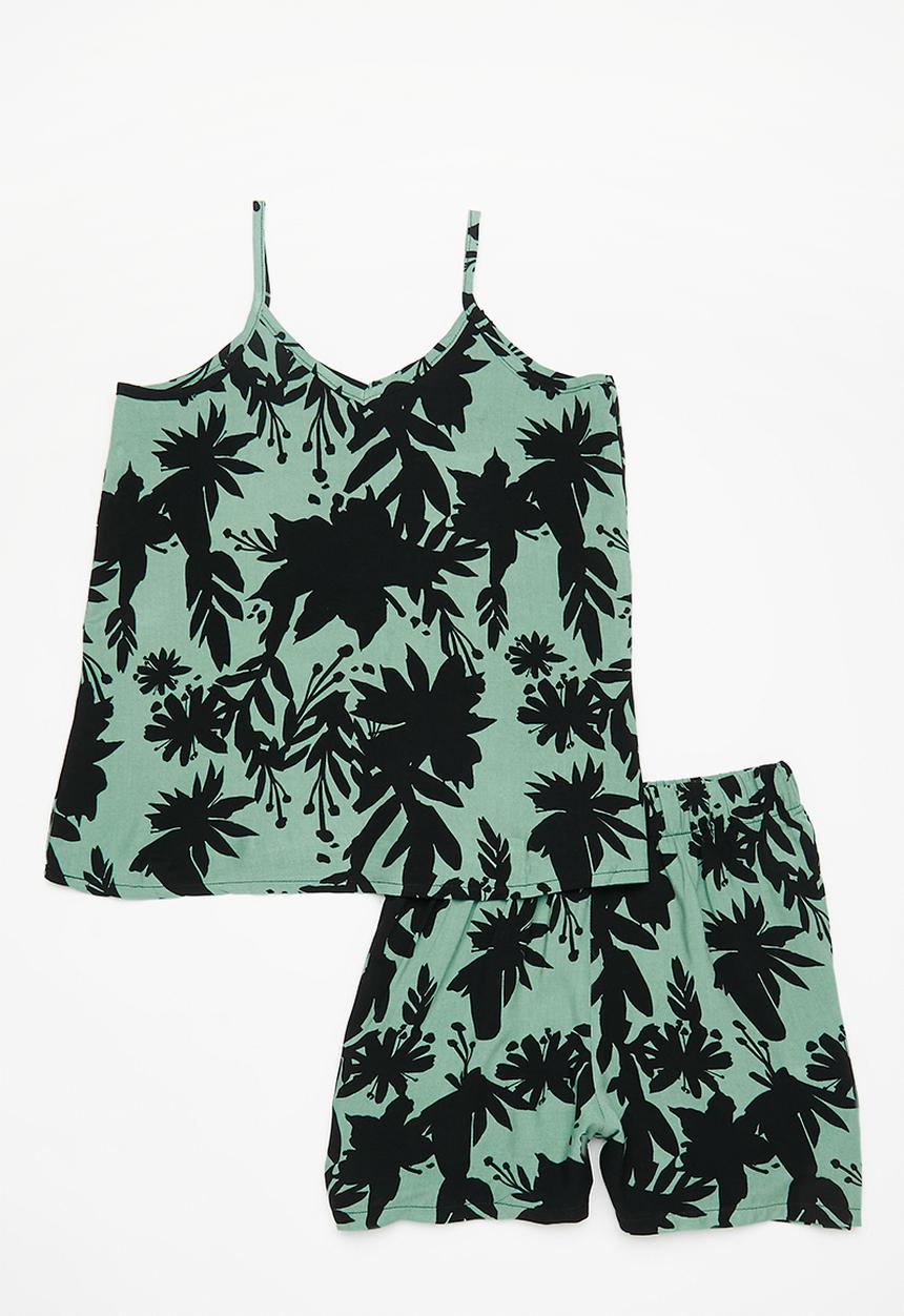 Rebel Republic - Cami & short set - green & black 