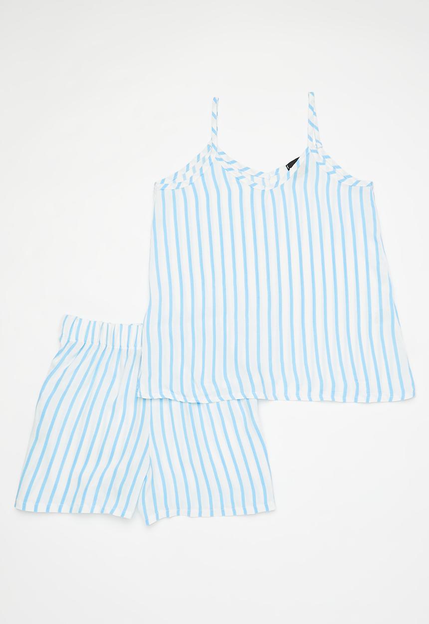 Rebel Republic - Cami & short set - blue & white stripe 