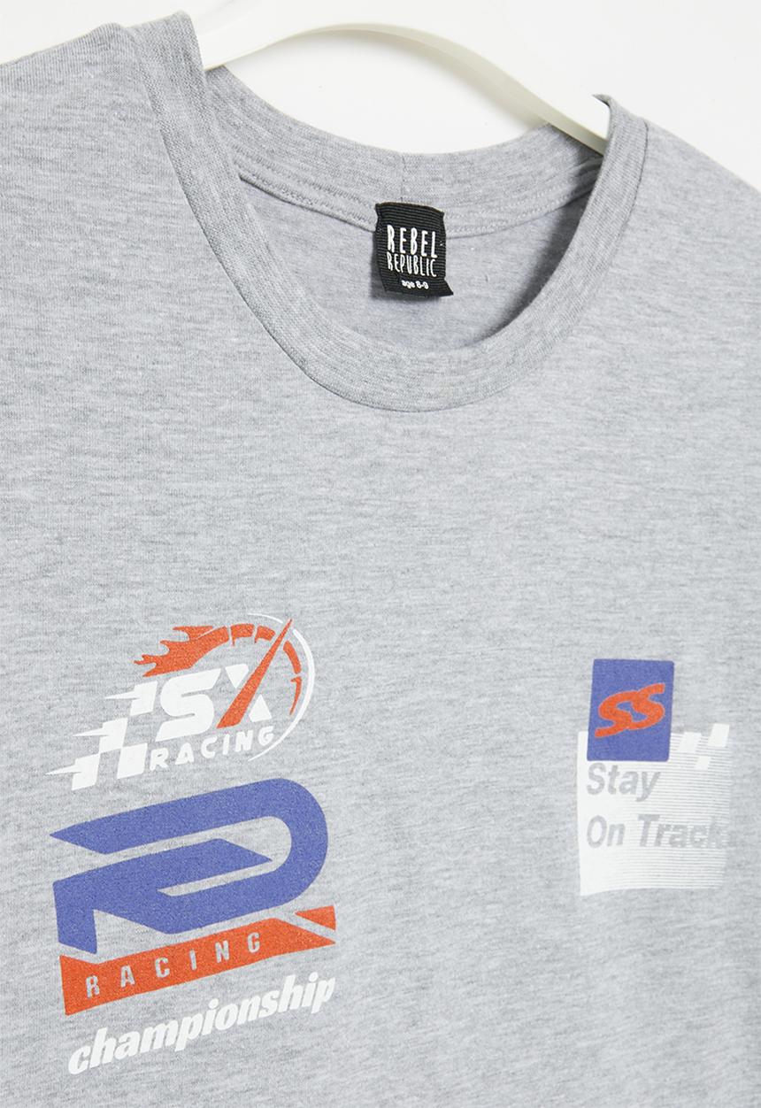 Rebel Republic - Boys printed tee - grey melange 