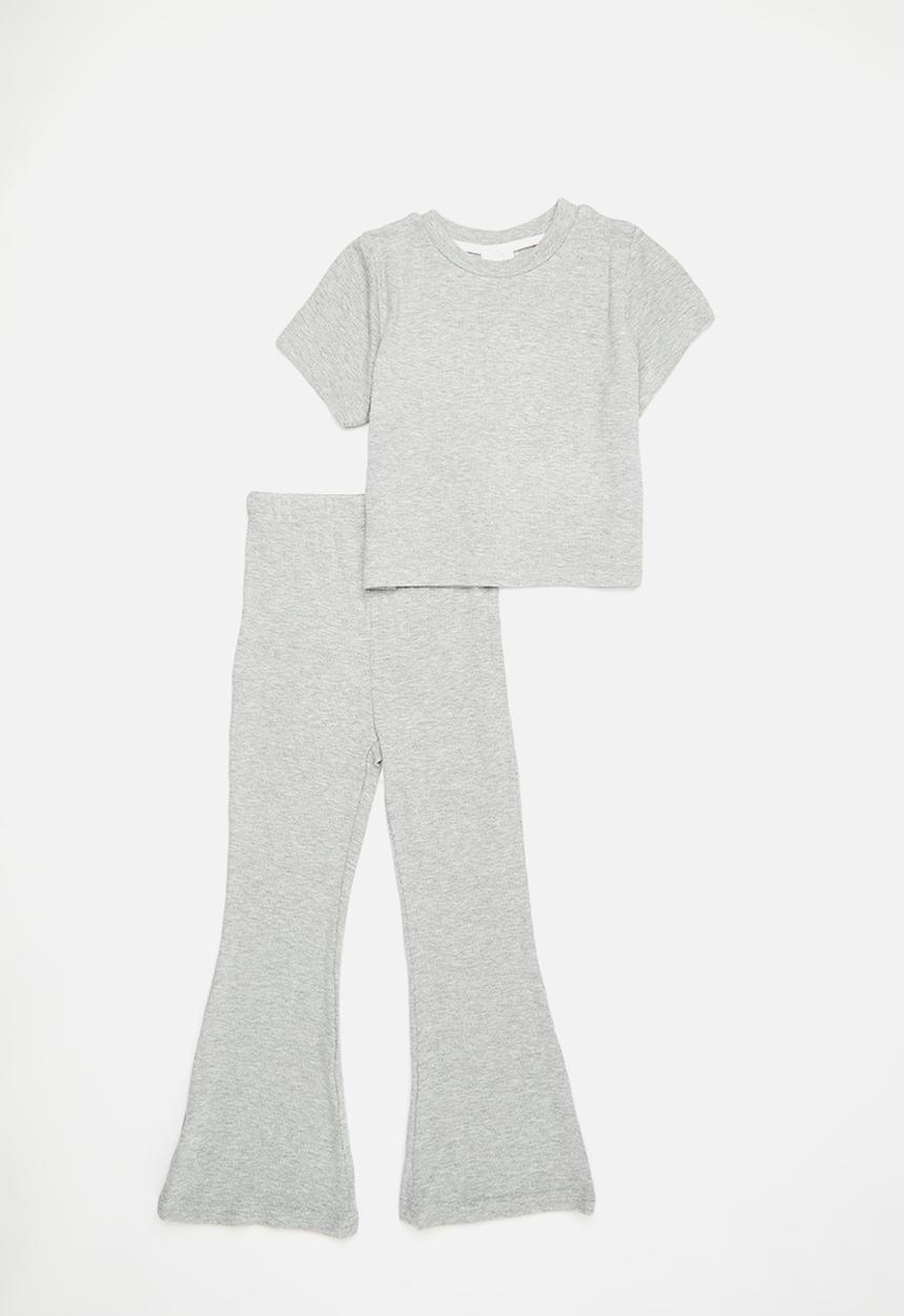Pop Candy - Tee & flare legging set - grey