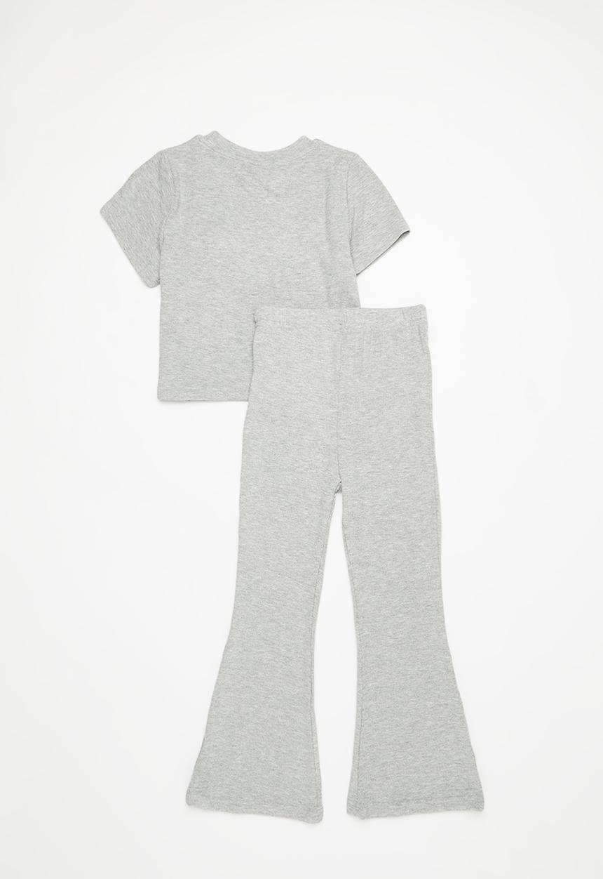 Pop Candy - Tee & flare legging set - grey