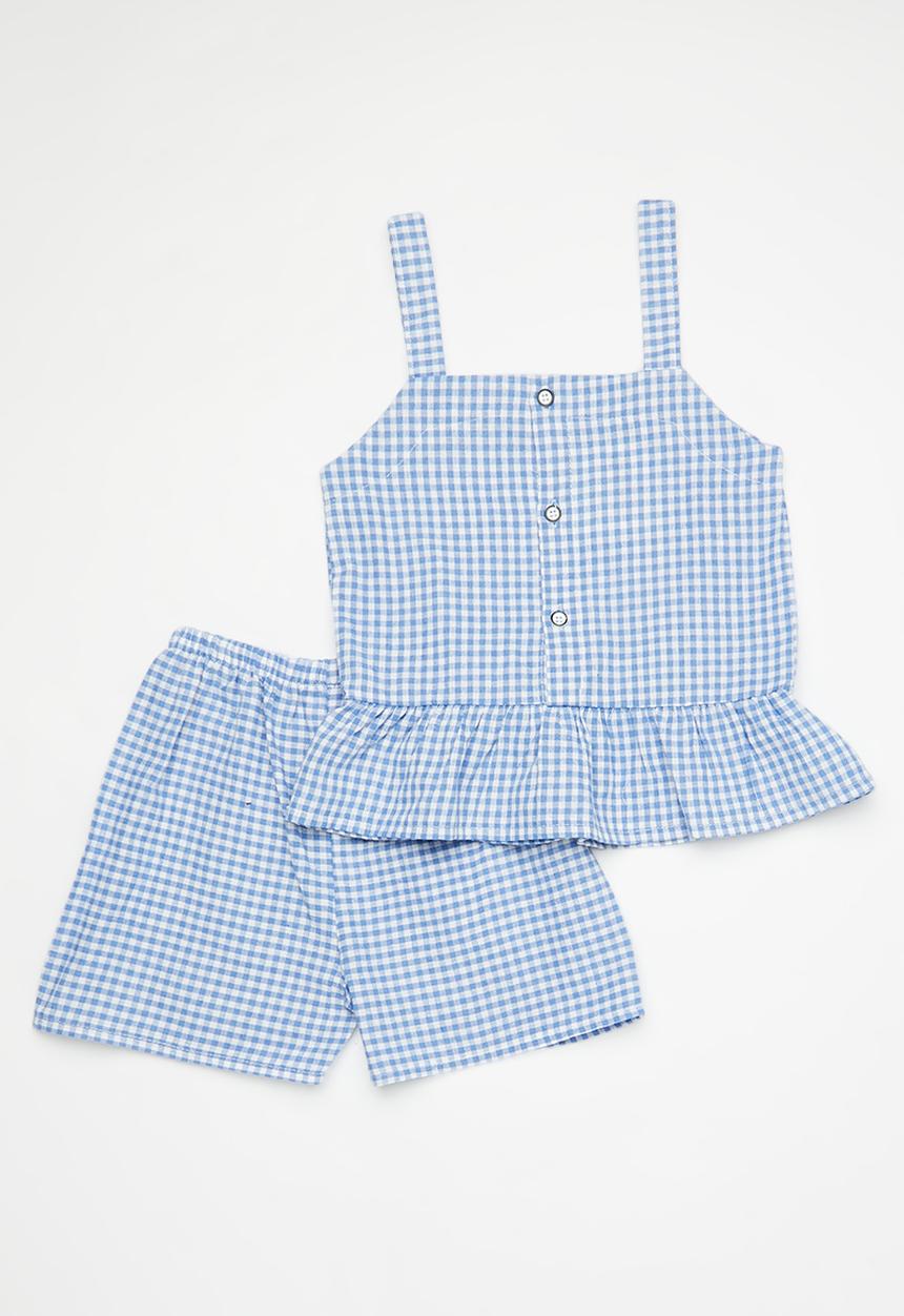 Pop Candy - Tee & short set - blue & white
