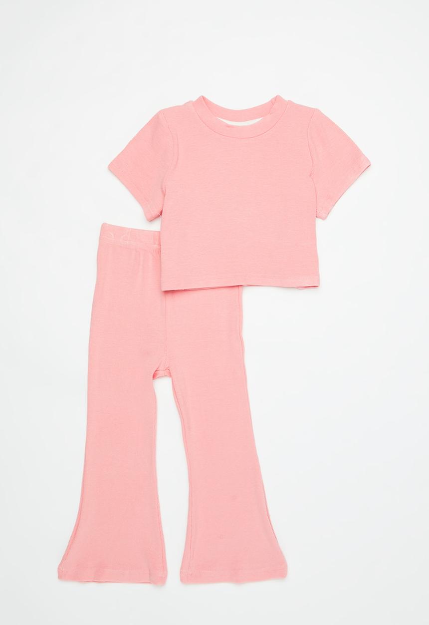 Pop Candy - Tee & flare legging set - pink