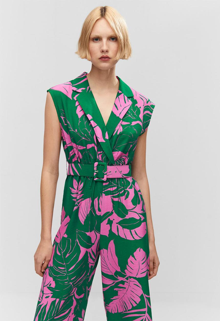 MANGO - One-piece suit mila - green & pink