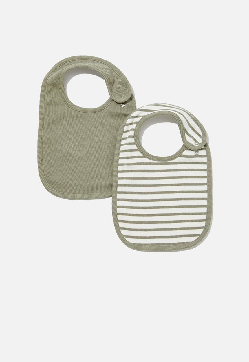 Cotton On - 2 pack essentials bib - silver sage organic