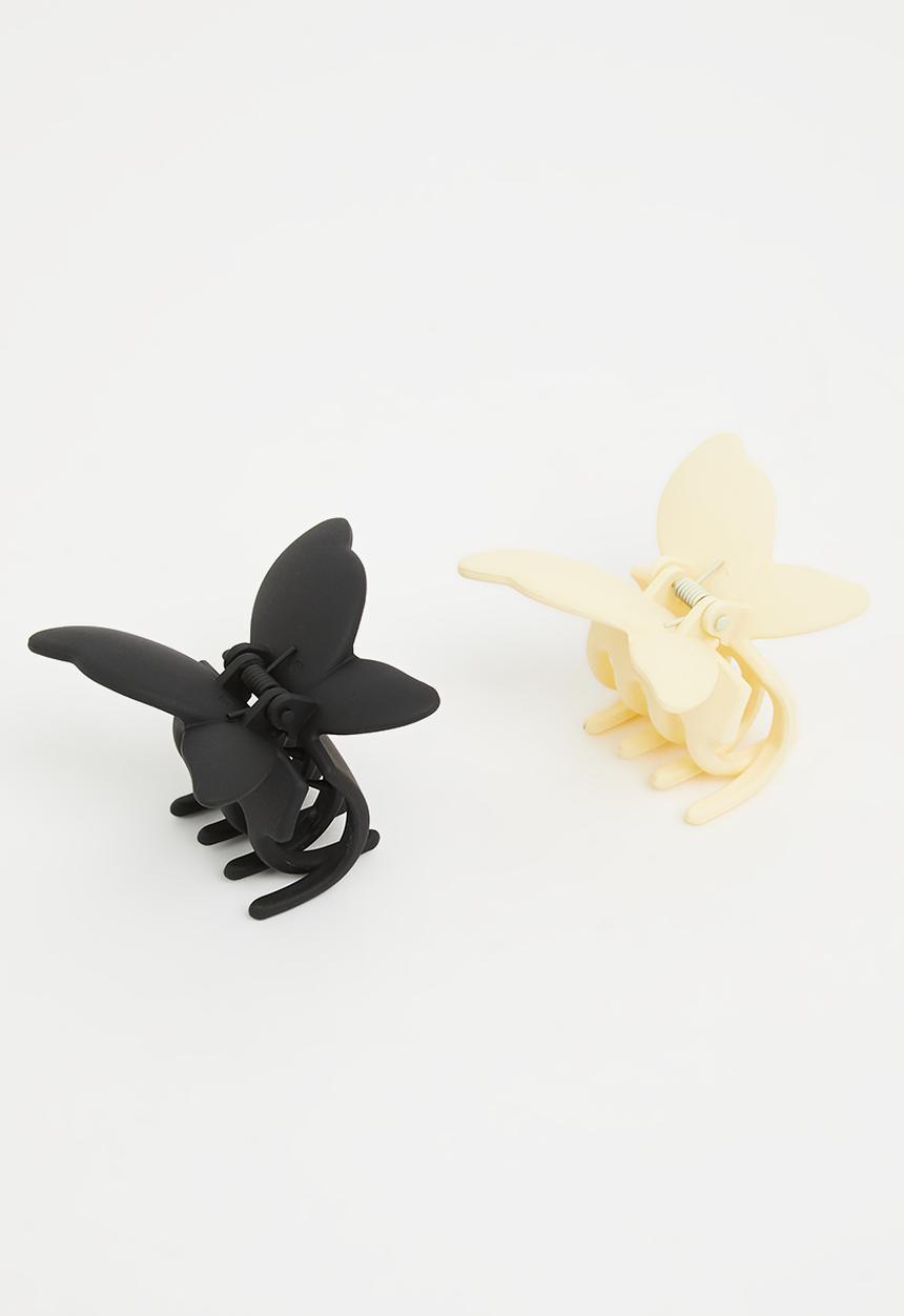 Pop Candy - Girls butterfly hair clips - black & white