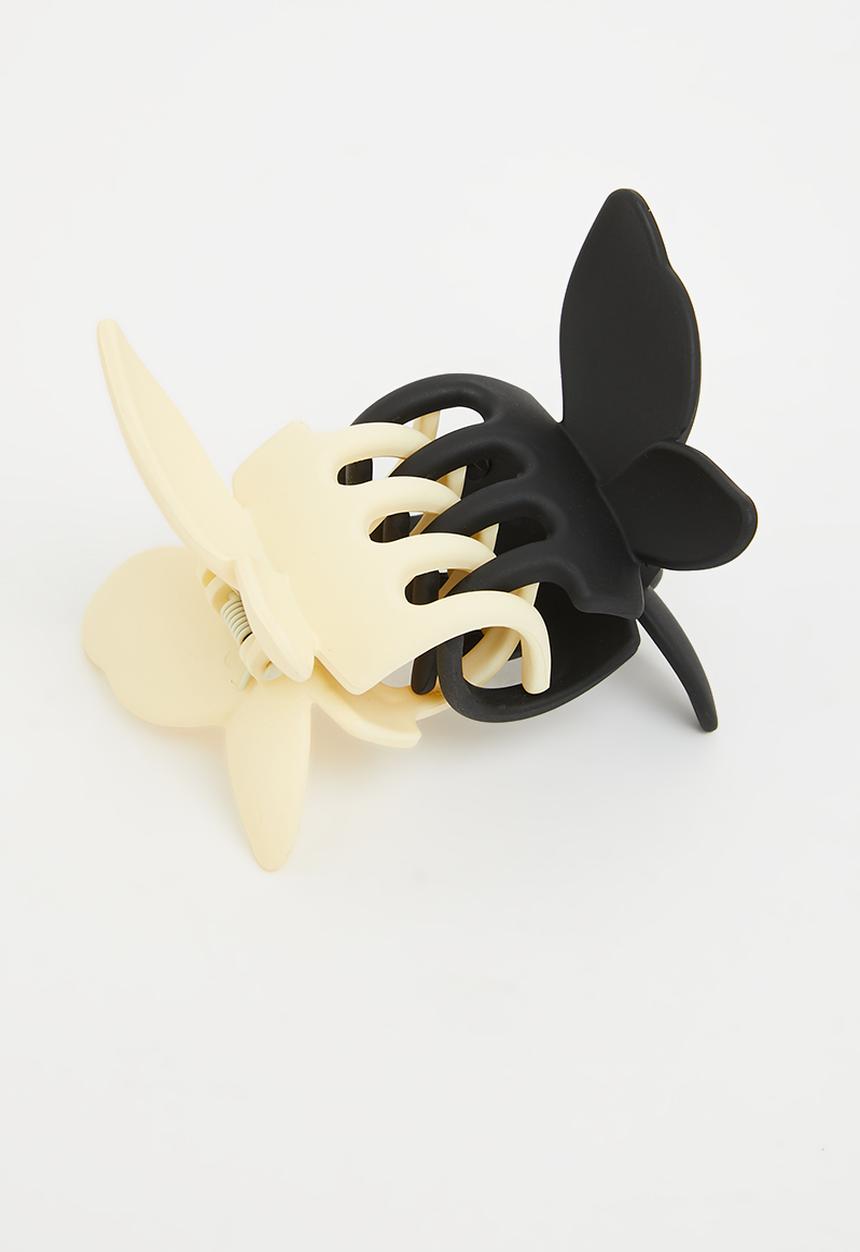 Pop Candy - Girls butterfly hair clips - black & white