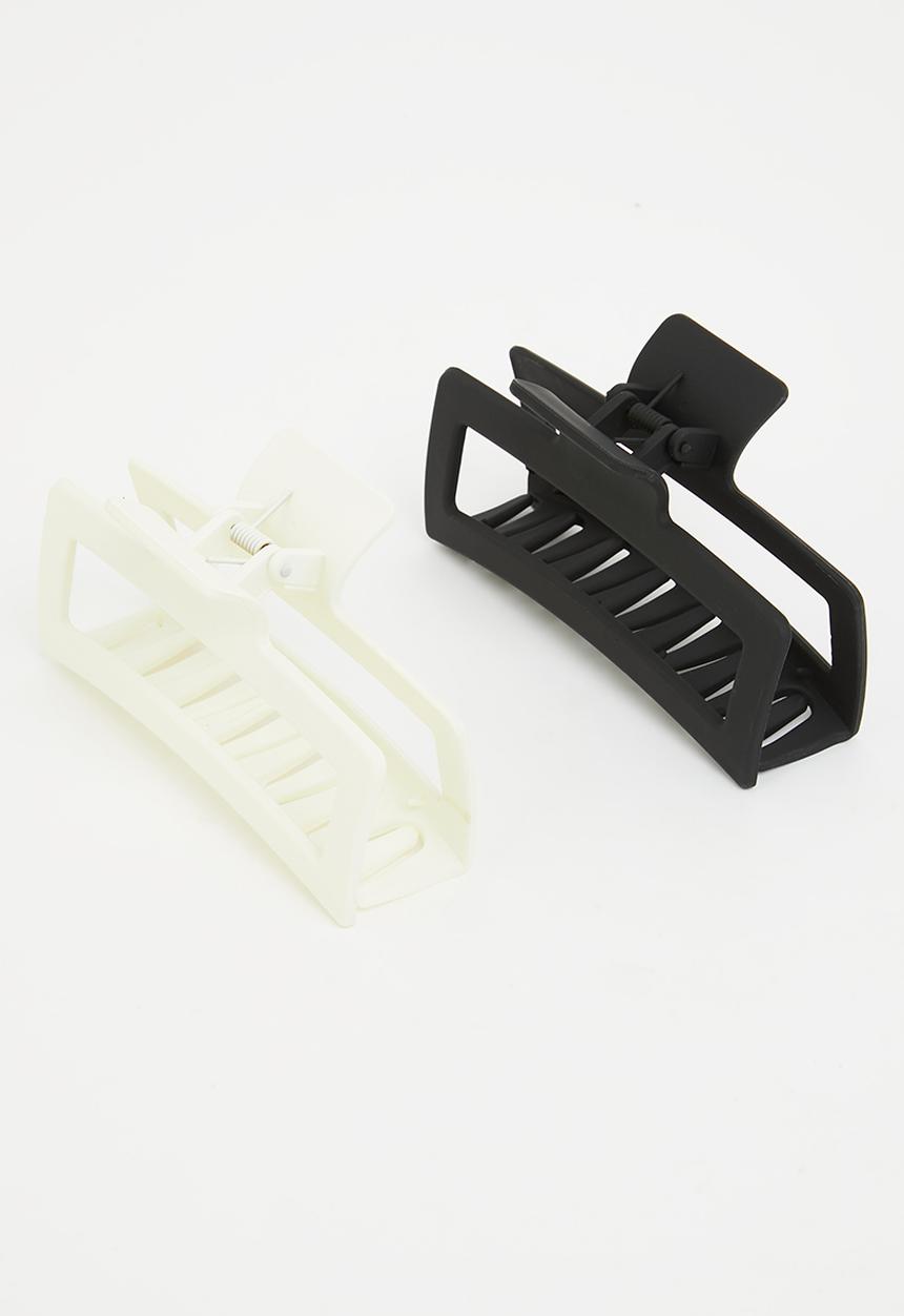 Pop Candy - Girls rectangular hair clips - black & white