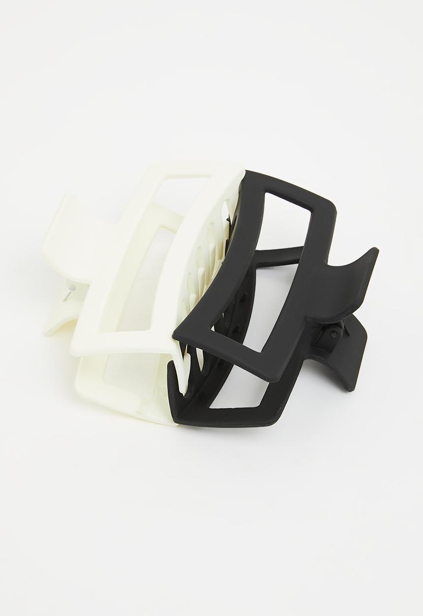 Pop Candy - Girls rectangular hair clips - black & white