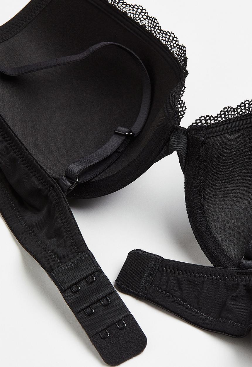 H&M - 2-Pack padded underwired jersey bras - black/white 
