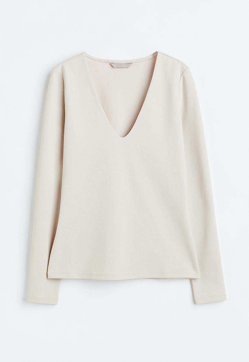 H&M - V-neck top - light beige