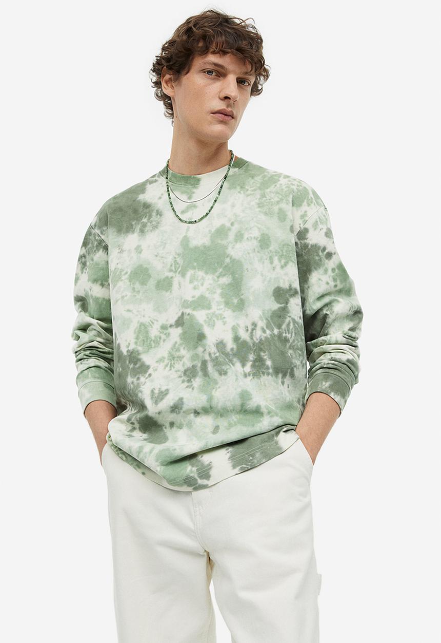 H&M - Relaxed fit jersey top - green/tie-dye