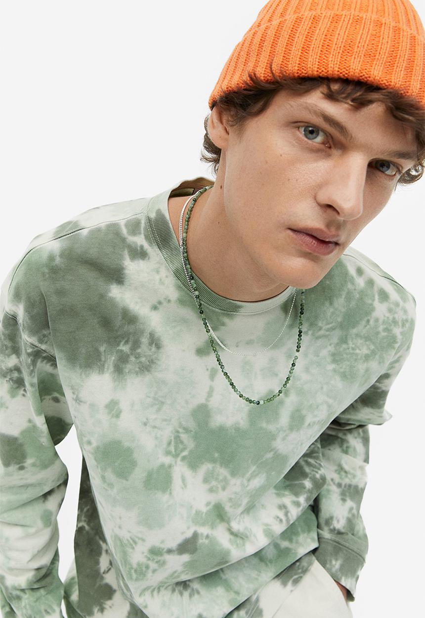 H&M - Relaxed fit jersey top - green/tie-dye