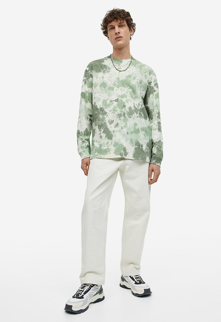 H&M - Relaxed fit jersey top - green/tie-dye