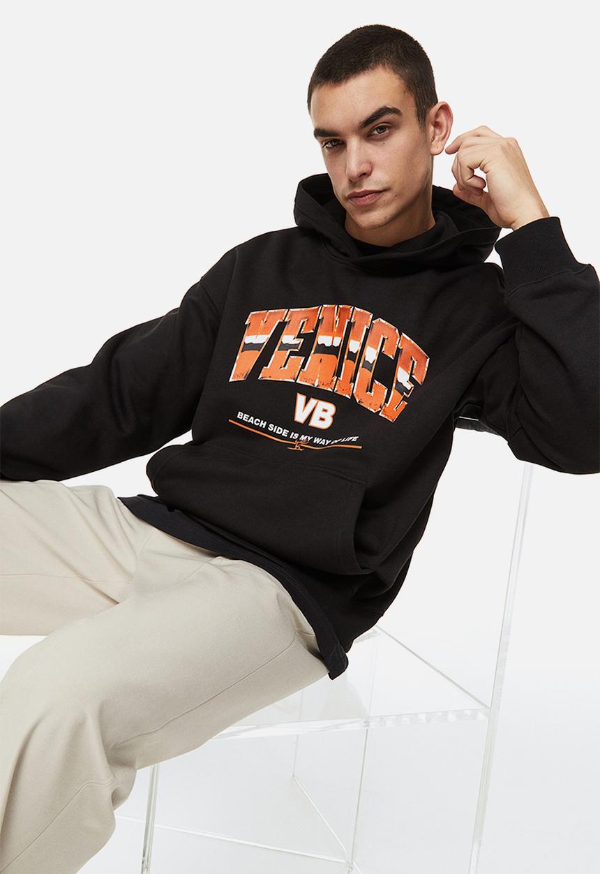 H&M - Oversized fit hoodie - black/venice