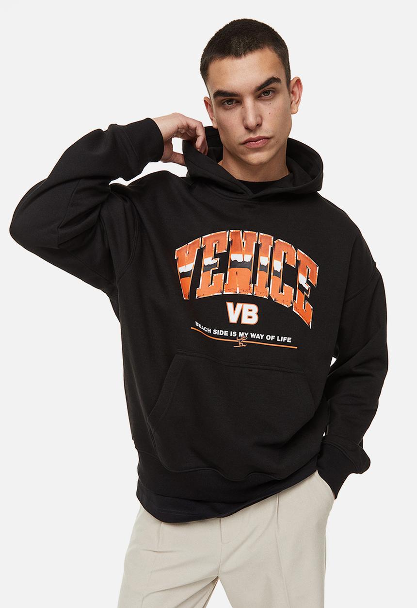 H&M - Oversized fit hoodie - black/venice