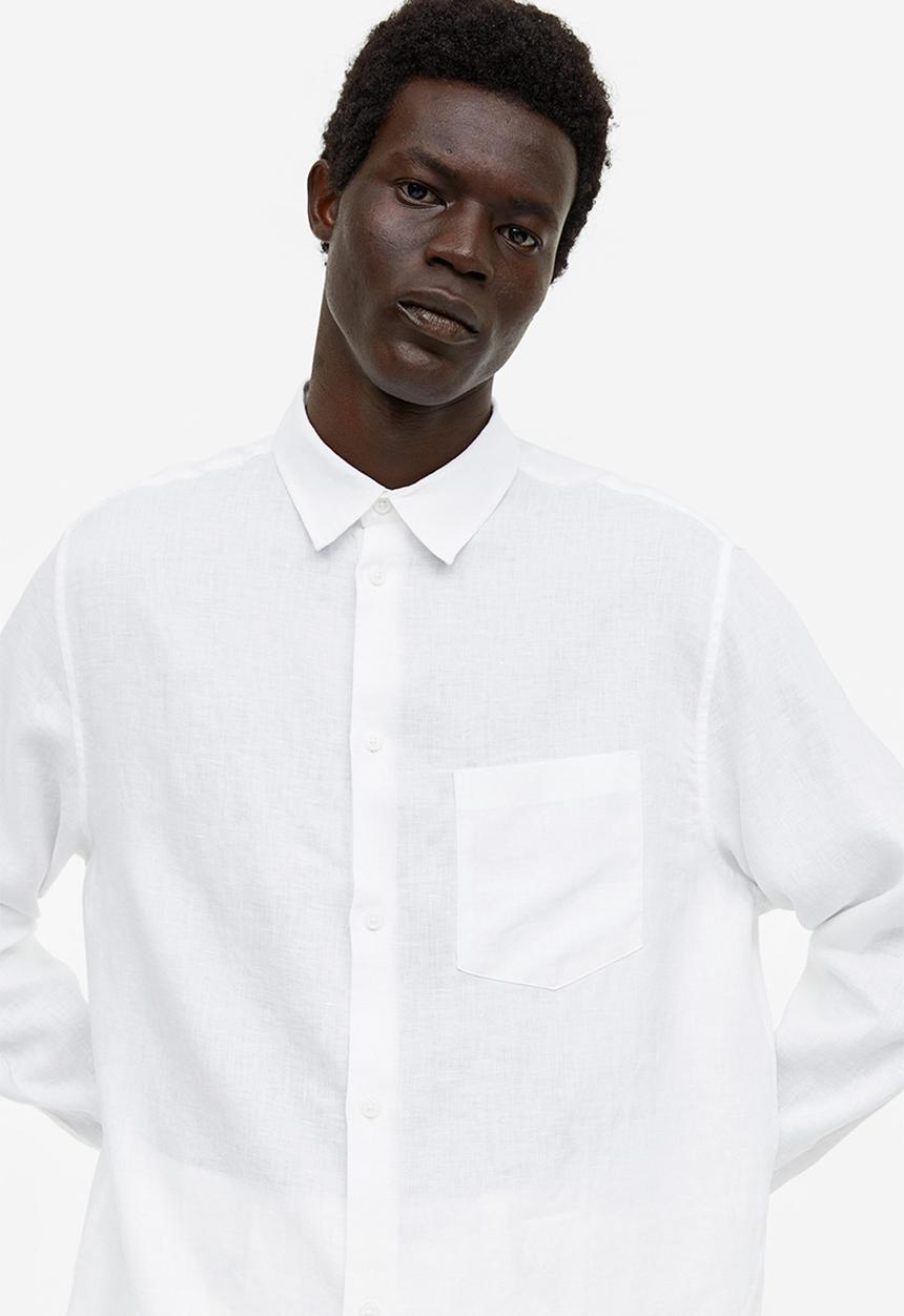 H&M - Regular fit linen shirt - white