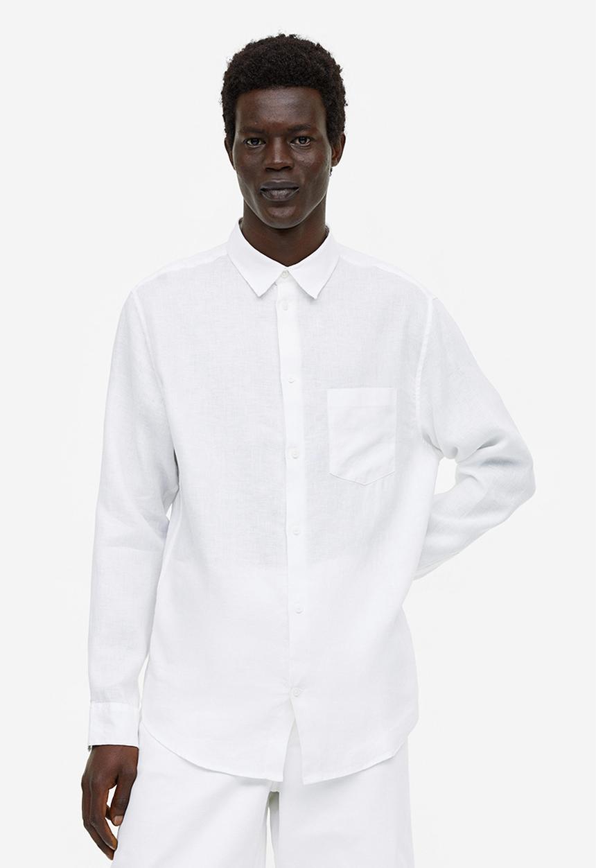 H&M - Regular fit linen shirt - white