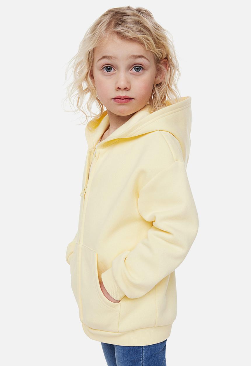 H&M - Zip-through hoodie - light yellow 