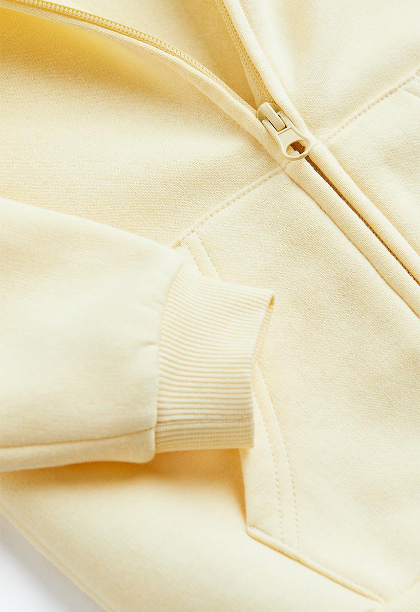 H&M - Zip-through hoodie - light yellow 
