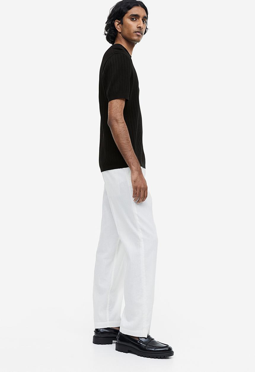 H&M - Regular fit rib-knit T-shirt - black