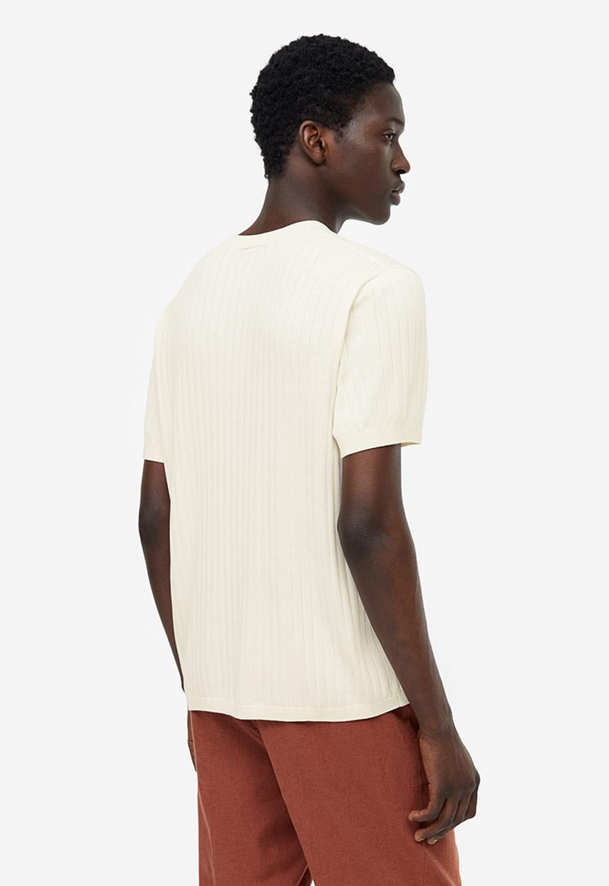 H&M - Regular fit rib-knit T-shirt - cream