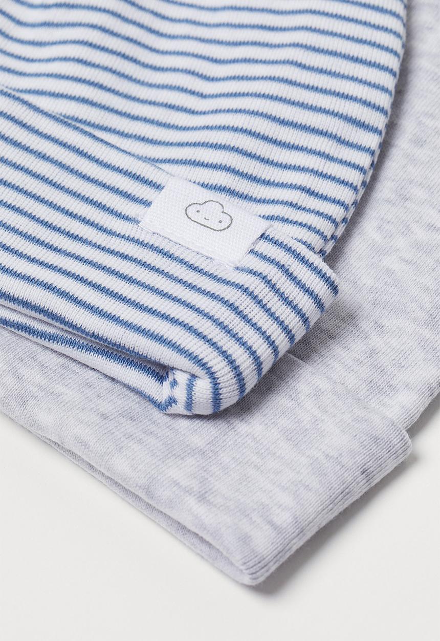 H&M - 2-pack cotton hats - grey, blue & multi