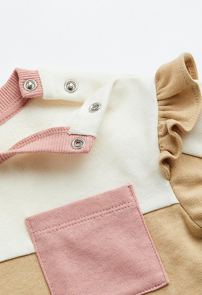 H&M - Cotton sweatshirt - beige, white & pink 