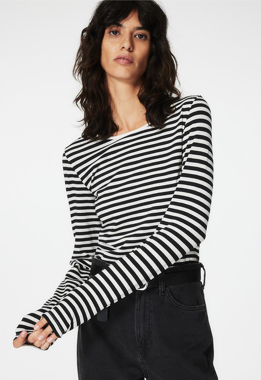 H&M - Long-sleeved jersey top - black/striped