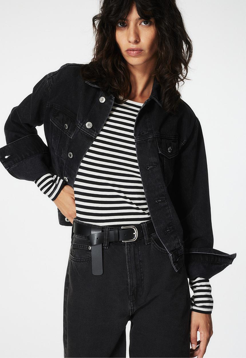 H&M - Long-sleeved jersey top - black/striped