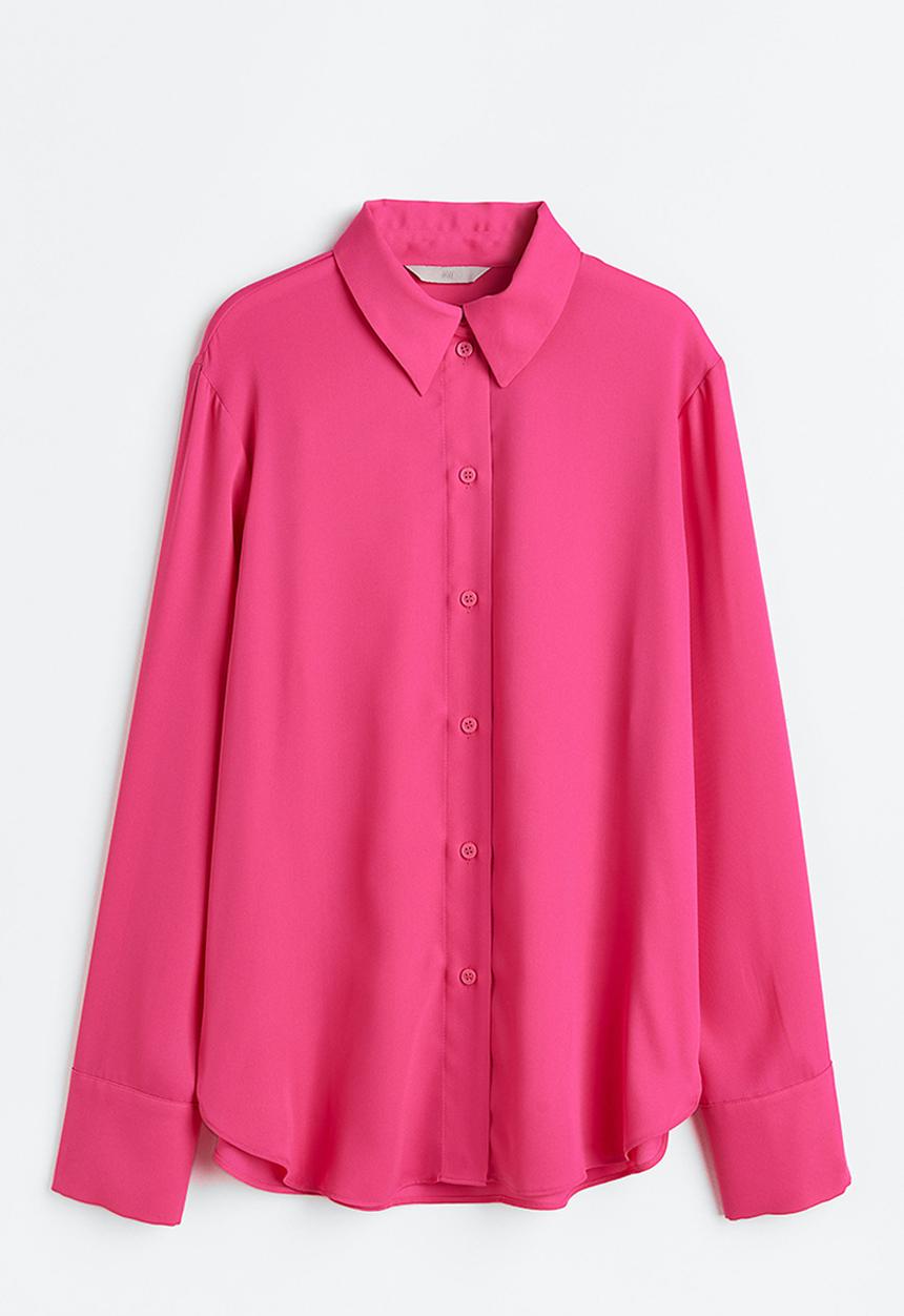 H&M - Pointed-collar shirt - bright pink
