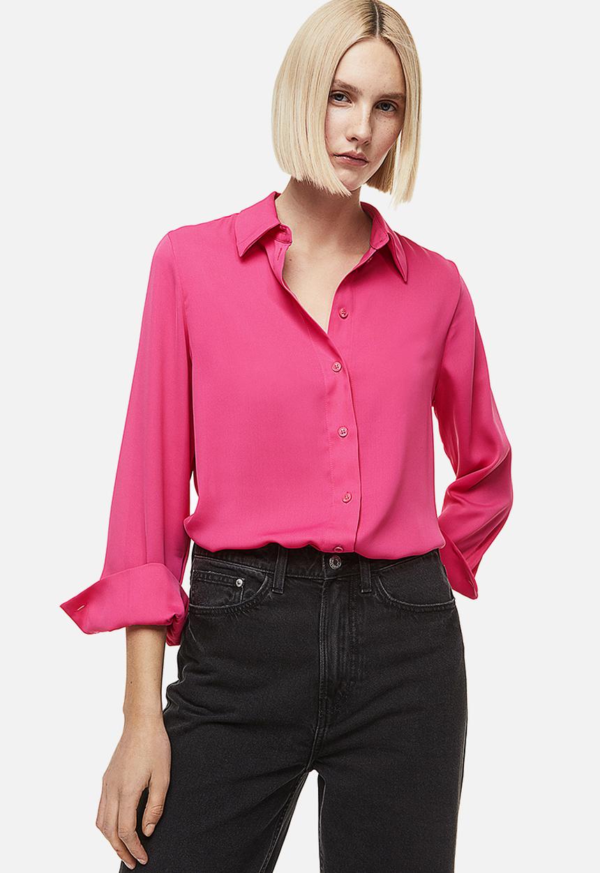 H&M - Pointed-collar shirt - bright pink