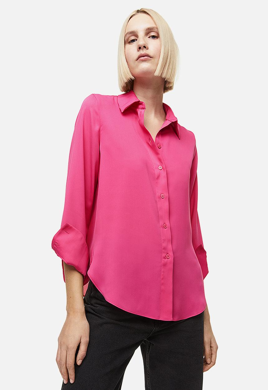 H&M - Pointed-collar shirt - bright pink