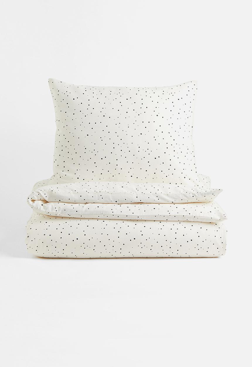 H&M - Patterned single duvet cover set - white