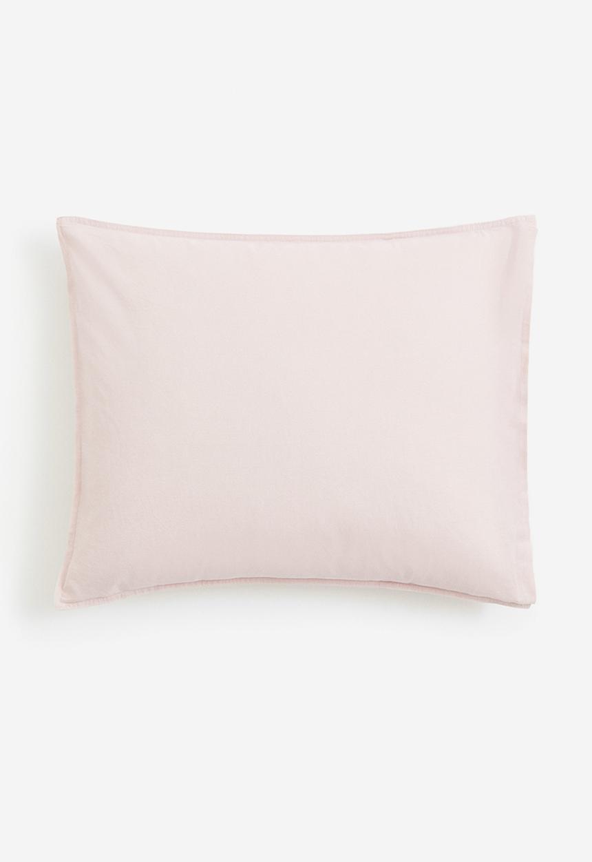 H&M - Washed linen-blend pillowcase - pink