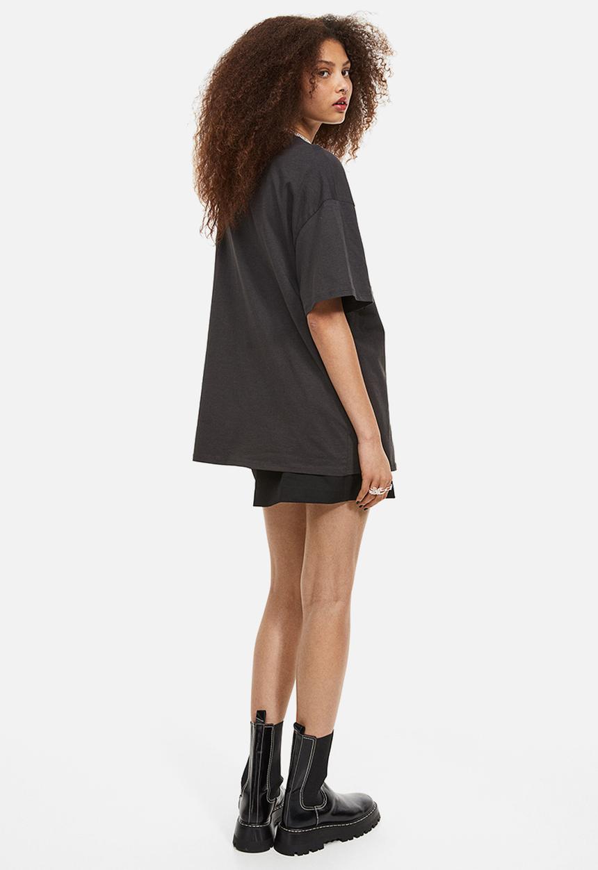 H&M - Oversized printed T-shirt - dark grey/hearts