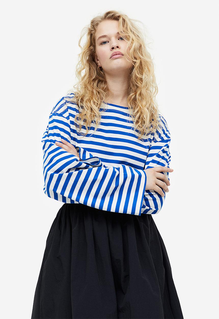 H&M - Long-sleeved jersey top - blue/white striped 
