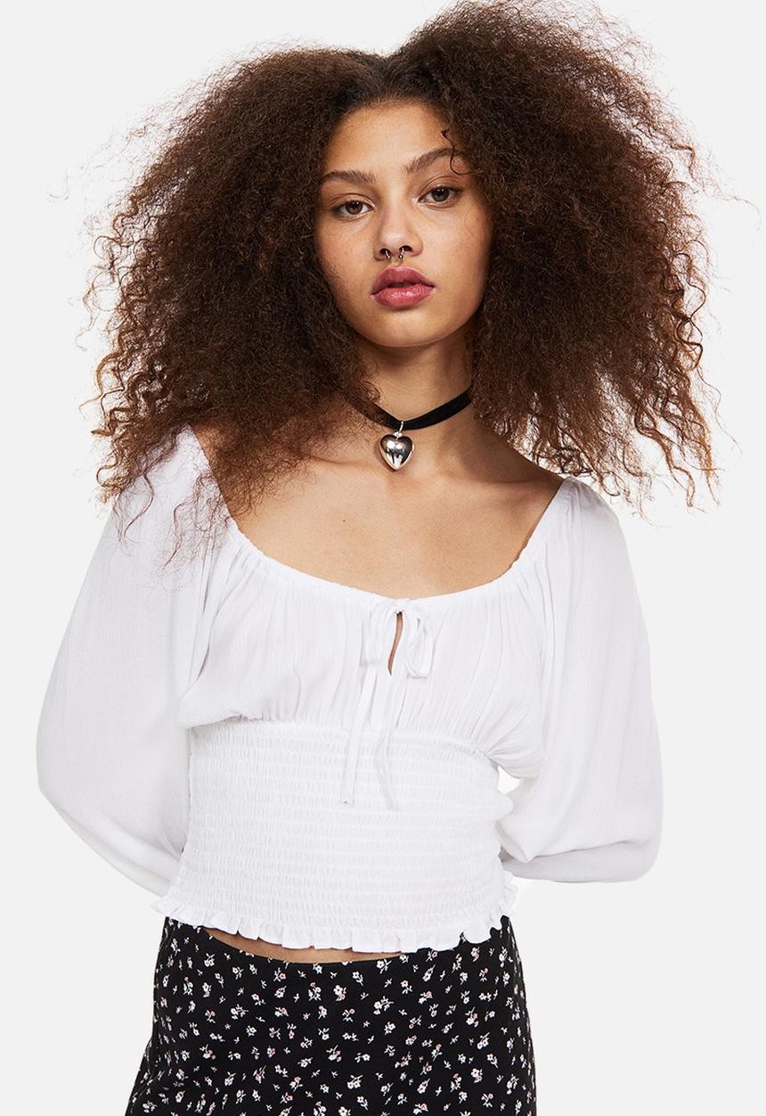 H&M - Smocked blouse - white