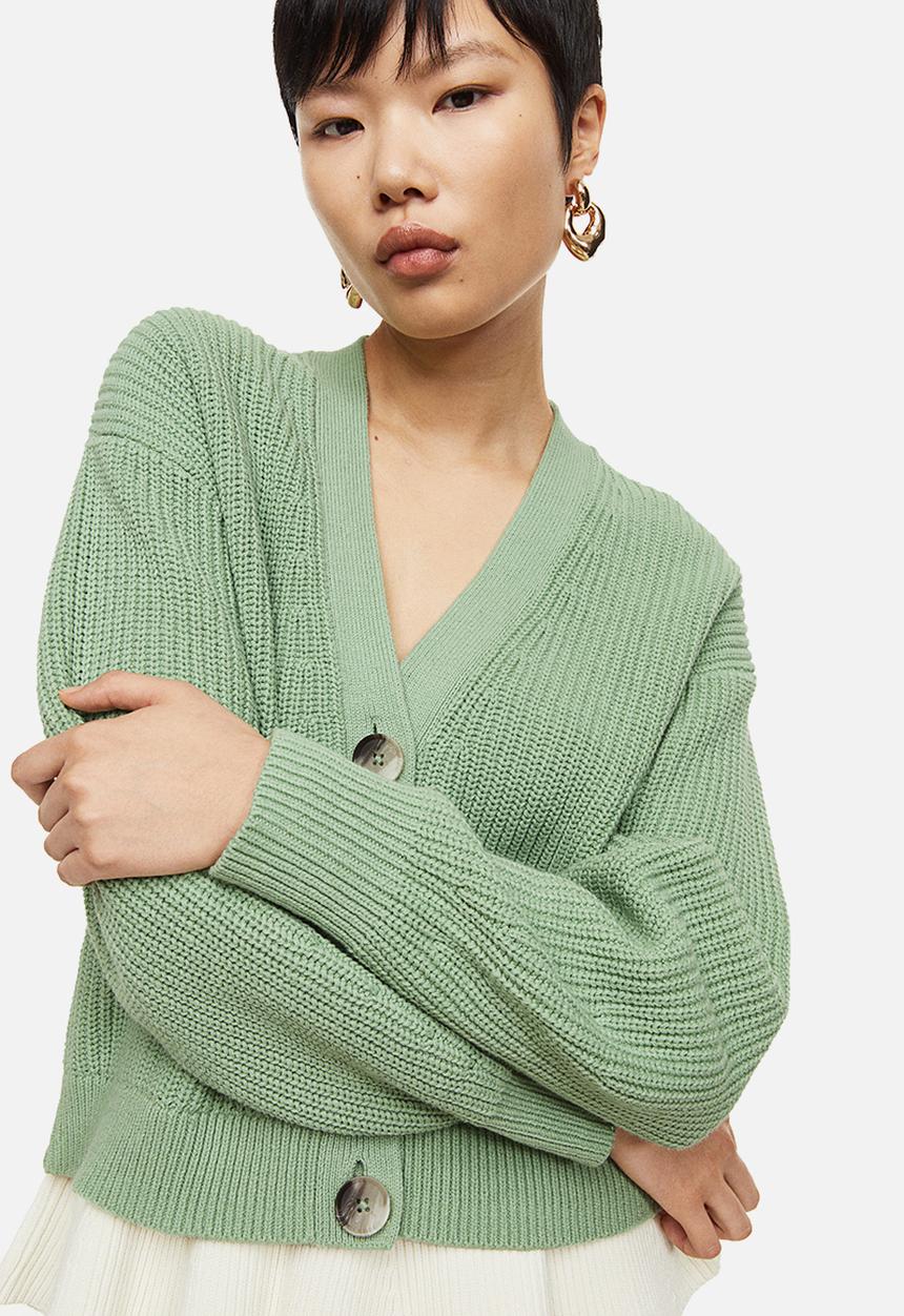 H&M - Rib-knit cardigan - light green 
