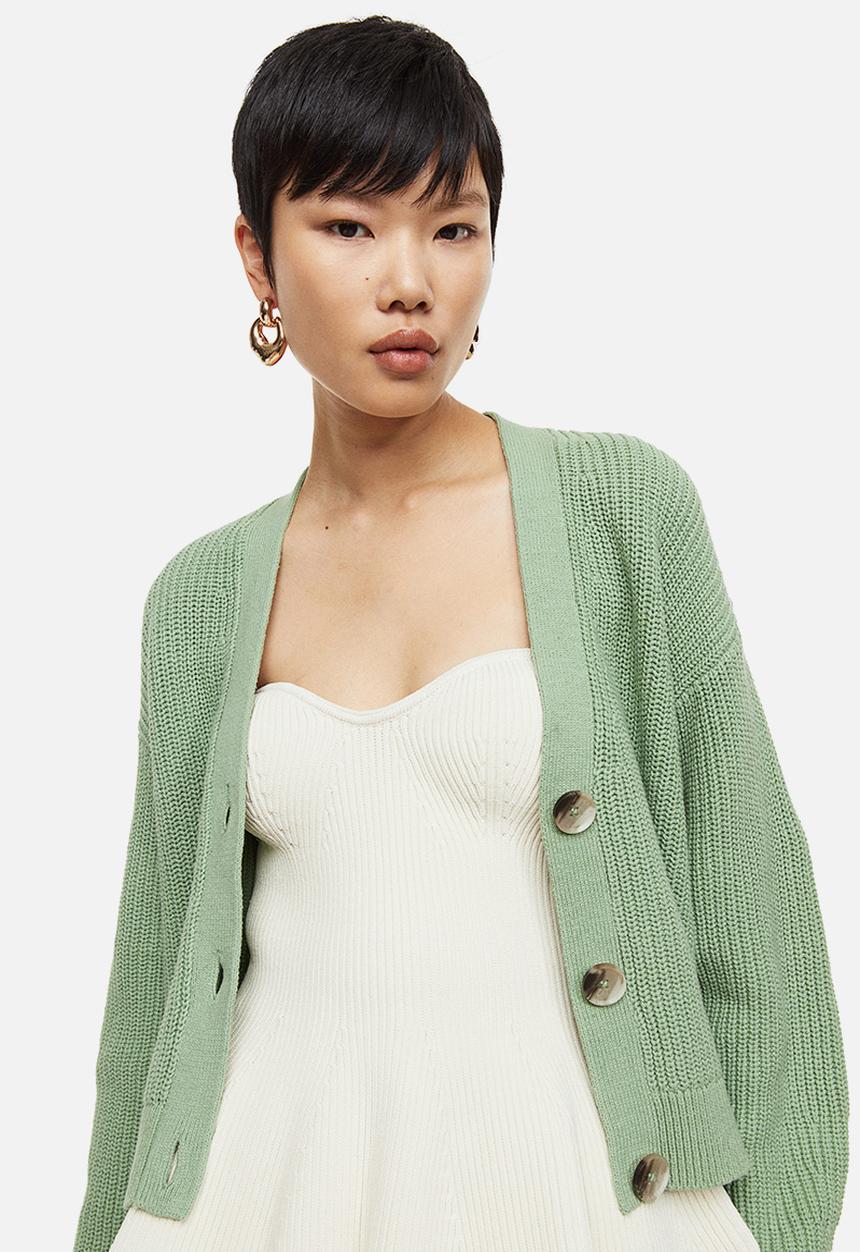 H&M - Rib-knit cardigan - light green 