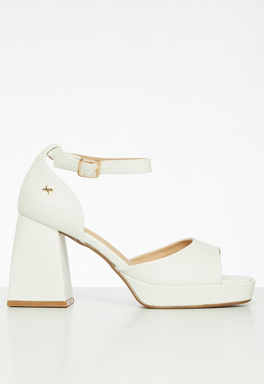 Rock & Co - Naked 2 block heel - white