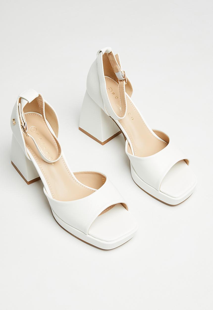 Rock & Co - Naked 2 block heel - white