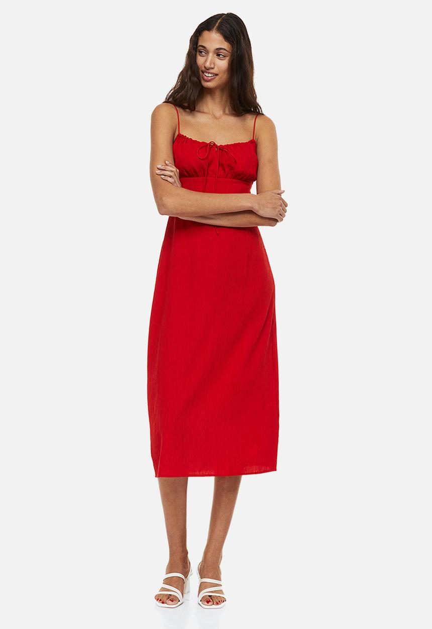 H&M - Tie-detail dress - red