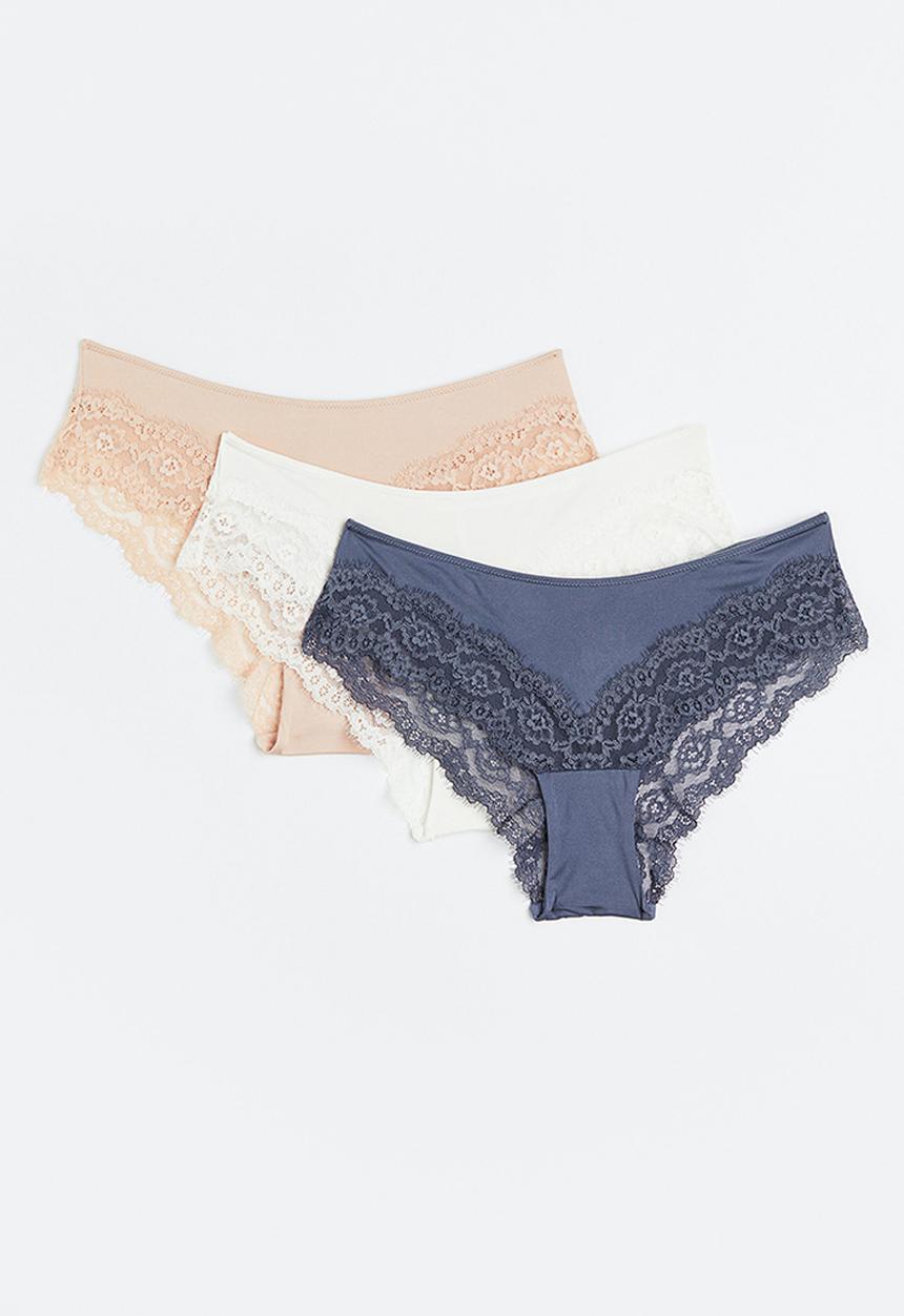 H&M - 3-pack hipster briefs - beige,blue,white