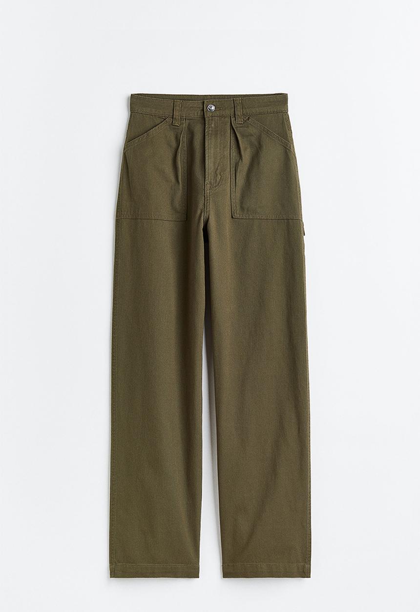 H&M - Twill cargo trousers - dark khaki green
